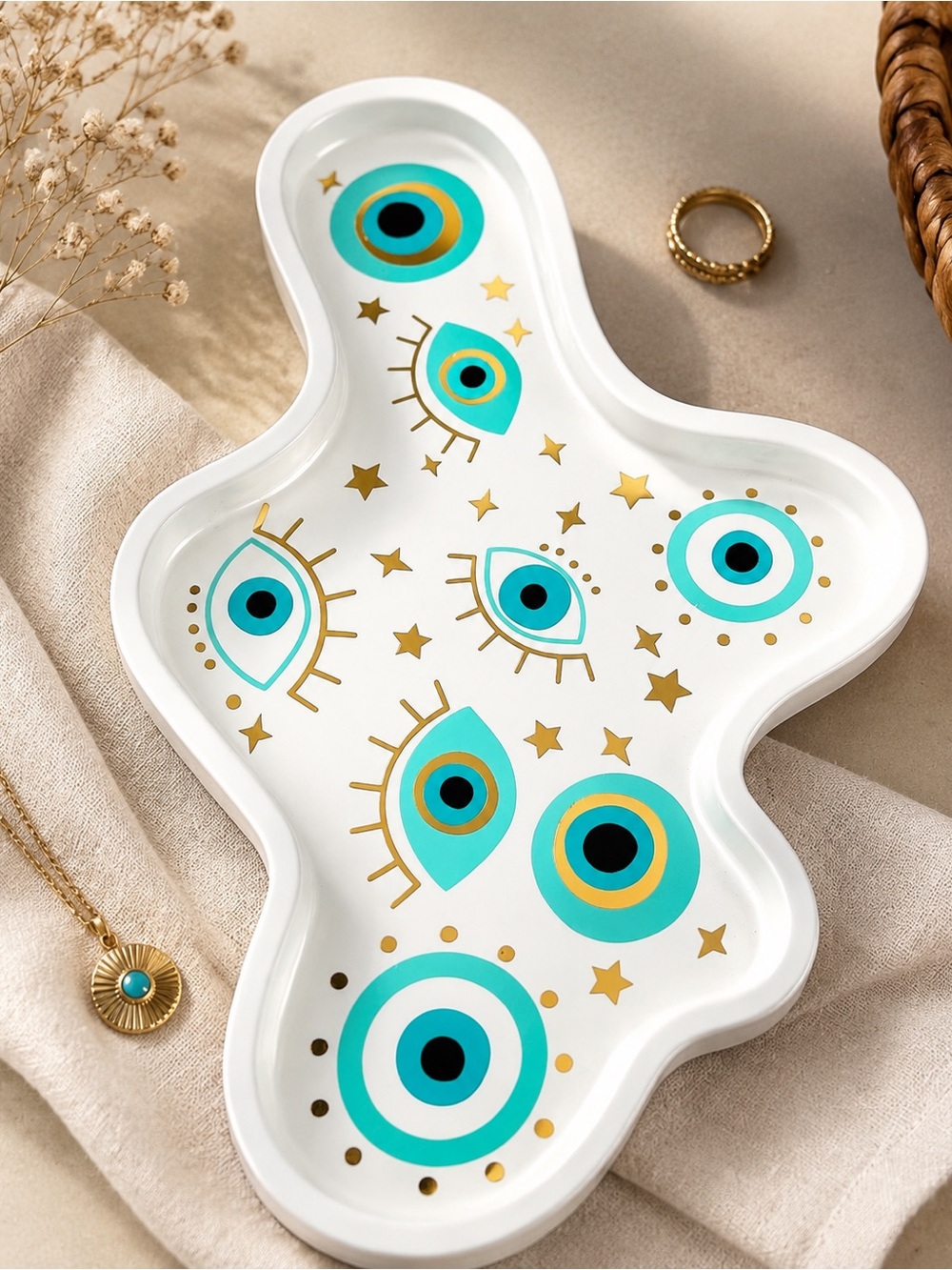 Evil Eye Decorative eco resin jewelry tray